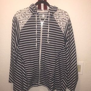 Blue and white striped jacket